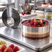 Fida Pasta Çemberi Yuvarlak Düz 0,8mm Yükseklik 5 Cm - 10 Adet Ø7 Cm Inox