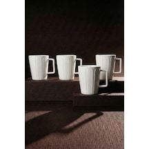 Pure Daisy 4'lü Saf Beyaz Porselen 230 Ml Kupa Seti Beyaz Beyaz
