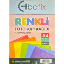 Bafix Renkli Fotokopi Kağıdı, 100 Lük, 10 Renk Karışık Çok Renkli