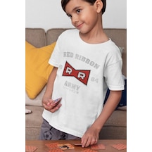 Sevbano Unisex Red Ribbon Army 1984 Yazılı Çocuk Tişört 1-12 Yaş Beyaz