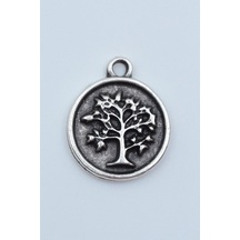 Minimal Hayat Ağacı Gümüş Kaplama Kolye Ucu Kod 1519
