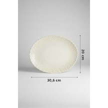6'lı Ellips Oval Kayık Tabak 31cm Dijital Punto Rinart Krem