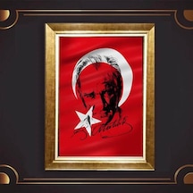Altın Varaklı Çerçeveli Paspartulu Atatürk Tablo Hk1438