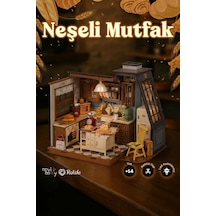 Neşeli Mutfak 3d Puzzle Ahşap Minyatür Maket Kiti Dıy Kendin Yap