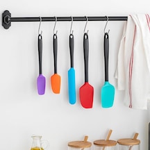 Mor & Siyah 1 Adet Renkli Silikon Spatula Seti Gıda Sınıfı Yapışmaz Isıya Dayanıklı Spatula Turner Mutfak Pişirme Pişirme Karıştırma Araçları
