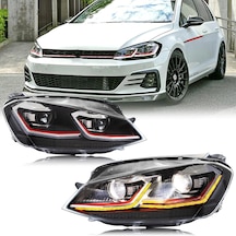 Volksvagen Golf 7.5 2017-2018-2019 Kayar Sinyalli Kırmızı J Ön Far