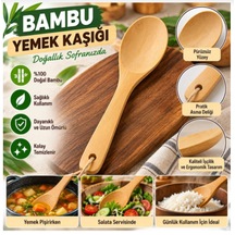Bambu Yemek Servis Kaşığı Doğal Bambu Ahşap Mutfak Kaşığı, Ergonomik Ve Dayanıklı