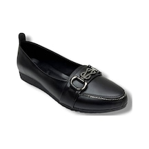 C-shoes 3060-26 Cilt Deri Taşlı Toka Kadın Ayakkabı Siyah