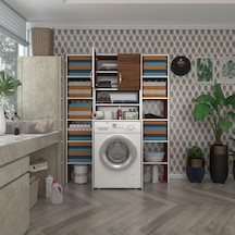 Kenzlife Çamaşır Makinesi Dolabı Hayzummaksduble Cvz 180 126 55 Banyo Kiler Çift Kapaklı Arkalıklı Çok Renkli