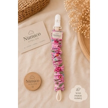 Nunuco Atelier El Yapımı Emzik Askısı %100 Pamuk Kumaş Bpa İçermez Klips Güvenli Emzik Tutucu Açık Pembe