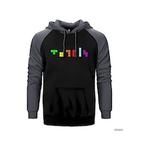 Tetris Symbol Gri Renk Reglan Kol Sweatshirt / Hoodie