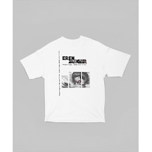 Sevbano Eren Jeager Attack On Titan Baskılı Unisex Oversize Anime Dizi Ka Beyaz