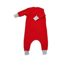 Miço Kids Geyikli Polar Bebek Tulum Kışlık Fermuarlı Kırmızı