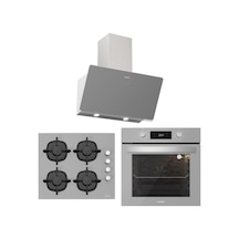 Silverline BO6504S01 - CS5343S01 - 3457 Soho 60 Gri Cam Ankastre Set