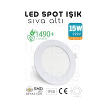 15w Slim Led Spot Beyaz Işık, 1490 Lümen, Beyaz Kasa, 18.8 Cm, 220v, 15000 Saat Ömür