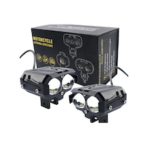 Yeni Nesil Motosiklet Led Sis Farı -mod Seçenekli Beyaz + Sarı