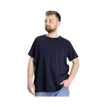 Mode Xl Büyük Beden Likralı T-Shirt Bisiklet Yaka 20149 Lacivert 001