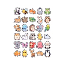 Sevimli Hayvanlar Chibi Sticker Seti 150 Adet - 5'li Mega Paket No24 - Laptop Defter Ajanda Çok Renkli