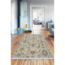 Bej Vintage Dokuma Pamuk Tabanlı Kaymaz Kilim Klm370n11