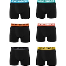 Boun Marche Erkek Boxer Likralı Premium 6'lı Kutu Dean Dean - Siyah - Renkli