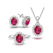Kuyumcudukkani Yakut Renk Taşlı Klasik Antruaj Set-24096-w-r 14 Beyaz