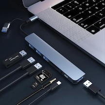 Çoklayıcı Adaptör 8 İn 1 Usb/type-c To Usb A, Usb C Uyumlu Çevirici Adaptör Çok Portlu Çoklayıcı 8in1 Usb Hub Titanyum Renk Byl2218tu