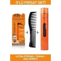 Fontenay Saç Şekillendirici Pudra Toz Wax Ultra Strong Turuncu + Şekil Tarağı + Saç Sprey 3'lü Set