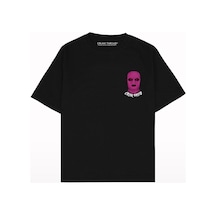 Flood Of Style Kadın Siyah Crlınk Thread Baskılı Oversize Bisiklet Yaka Tshirt