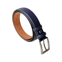 Süzer Deri Lacivert Hakiki Deri Düz Renk Dikişli Model 3.5 Cm. Genişlikli Klasik Kemer - 205-dksl Lacivert