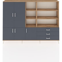 Arges Dolap 11 Raflı 3 Çekmeceli 5 Kapaklı 220x30x163 Çam-antrasit Antrasit - Atlas Çam