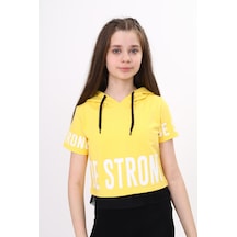 Toontoy Kids Toontoy Kız Çocuk Be Strong Baskılı Kapüşonlu Tişört Sarı