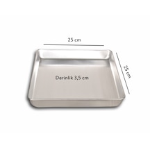 5 Adet - Tek Kullanımlık Alüminyum Tepsi - 25x25x3,5 Cm 105 Gr Gri