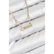 Pirinç Zirkon Taşlı Messika Model Ezme Zincir Gold Renk Kadı Tdrtr