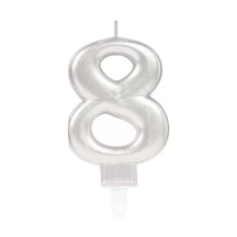 8 Rakam Mum Gümüş Renk Diğer
