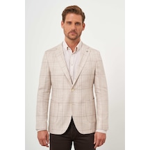 Morven Erkek Bej Dokuma Slim Fit Torba Cep Mono Yaka Spor Ceket 24ys002007653 Bej