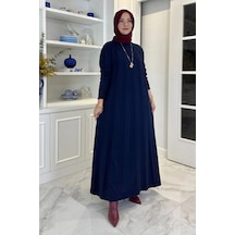Rabia Şamlı Çiğdem Triko Elbise Lacivert Normal