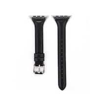Watch Ultra 49mm Kordon Uyumlu Krd-28 Deri Strap Kayış Nvth- Siyah