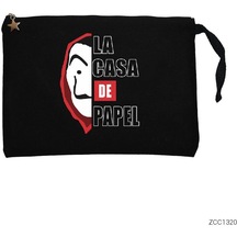 La Casa De Papel Half Face Siyah Clutch Astarlı Cüzdan