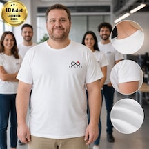 Logonuza Özel 10 Adet Beyaz Büyük Beden Tişört - Pamuk Unisex Kurumsal Büyük Beden Tişört