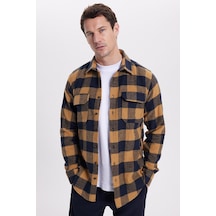 Tudors Erkek Slim Fit Dar Kesim Uzun Kollu Kapaklı Çift Cepli Kareli Kışlık Oduncu Gömlek-41630 Çok Renkli