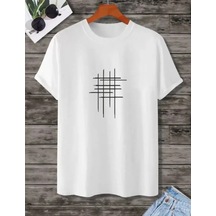 Unisex Baskılı Oversize T-shirt - Beyaz-9053892313155