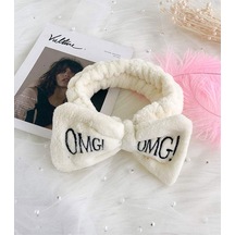 Toyaş Omg Peluş Bandana Makyaj Spa Saç Bandı Beyaz Çok Renkli