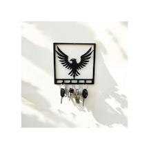 Kartal Figürlü 4 Askılı Mat Siyah Metal Anahtarlık Askılığı Güçlü Dekoratif Duvar Aksesuarı Diğer