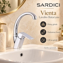 Sardıcı Vienta Lavabo Bataryası Pirinç Gövde Paslanmaz Boru Çift Su Girişli Krom