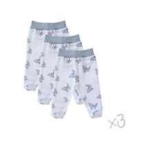 % 100 Pamuk Yenidoğan Müslin Patikli Alt 3 Lü Set Iconique Lapin - Gri Tavşan Desenli Yndgnalt-1001