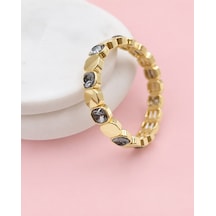 Les Petites Mains Füme Zirkon Taşlı Gold Detaylı Lastikli Bileklik Gümüş