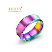 Çok Renkli Dikili Eğik Fırçalama Titanyum Çelik Yüzük Erkek Çift Yüzük Gandal Takı Çok Renkli