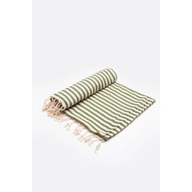 Stripe Double Yüz Havlusu Haki Çok Renkli