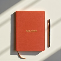 Travel Journal Sert Kapaklı Seyahat Günlüğü, A5 Boyutunda, Planlama & Anı Alanı Anı Def Kiremit