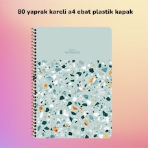 Kareli A4 80 Yaprak Plastik Kapak Telli Defter Terazzo Keskin Color Yeşil